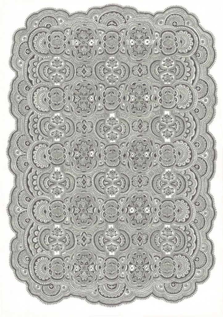 drawing pencil paper zeichnung detail contemporary patrick roman scherer ornament vienna fine art  carpet pattern