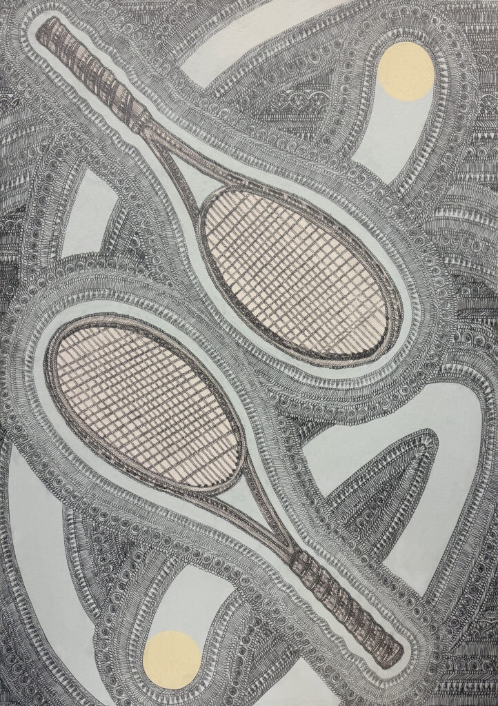 dessin Zeichnung drawing acrylic pencil paper detail contemporary patrick roman scherer ornament vienna fine art installation object palmtree pattern gallery tennis installation Salzburg Herminengasse1 artist vienna