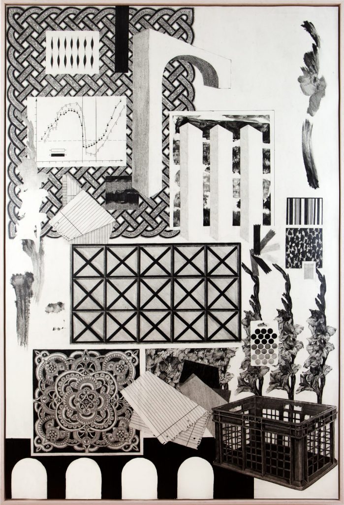 drawing pencil paper detail contemporary patrick roman scherer ornament vienna fine art installation object palmtree pattern
